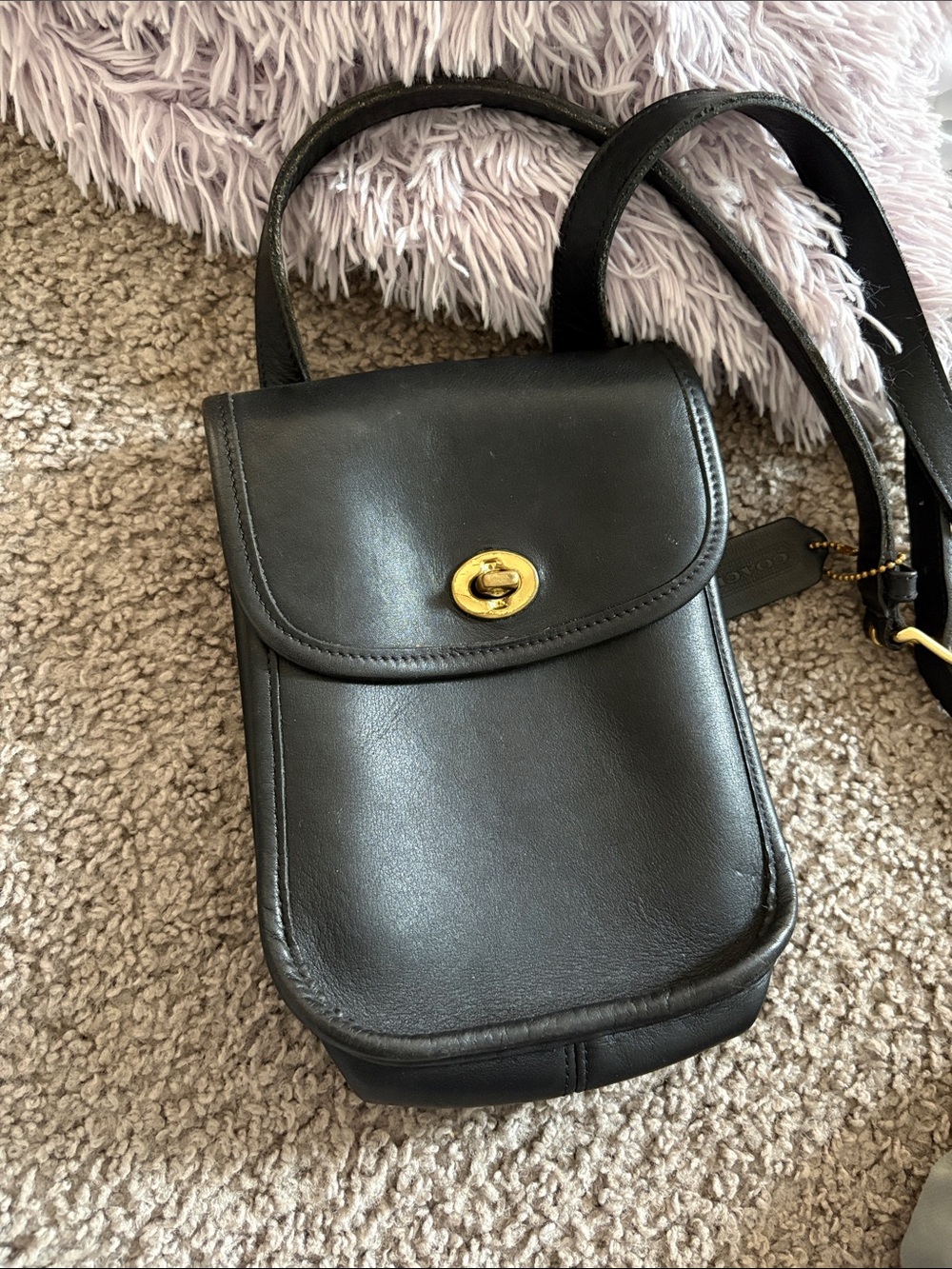 Coach Black Leather Crossbody with Gold Hardware